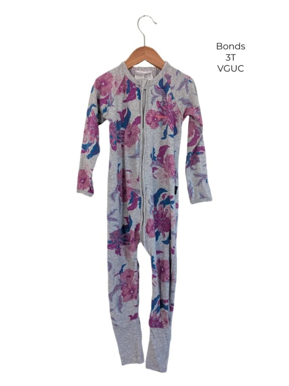Bonds Wondersuit - Grey Purple Floral 3T Girls Clothing